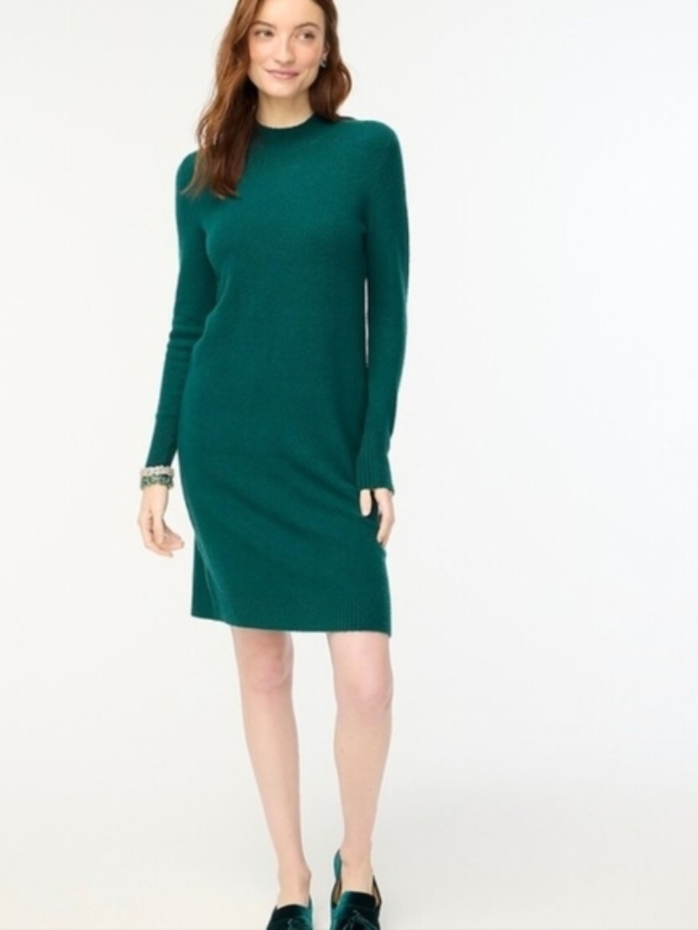 J.CREW Mock neck Sweater-Dress Pine Green